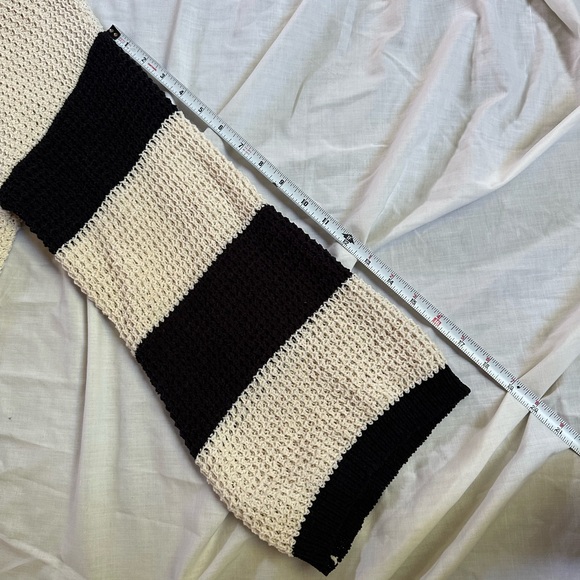 4SI3NNA Black and Cream Striped Midi Sweater Dress Bell Sleeves - Picture 9 of 10